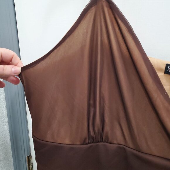 Hourglass Y2K Brown Tan Lined Handkerchief Hem Fairy Twee Midi Dress Plus Sz 3X - Picture 2 of 7